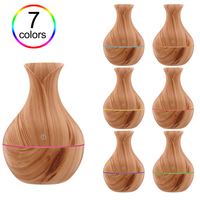 Diffuseur d'Huiles Essentielles Électrique USB 130 ml, Humidificateur d'Air Ultrasonique à Grain de Bois avec Lumières LED, Diffuseur d'Arômes pour la Maison