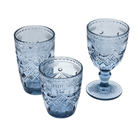Reliëf Vintage Glazen Beker Effen Veelkleurige Geperste Glans Patroon Wijn Duurzaam Stijlvol Milieuvriendelijk Machinaal Gemaakt Feest