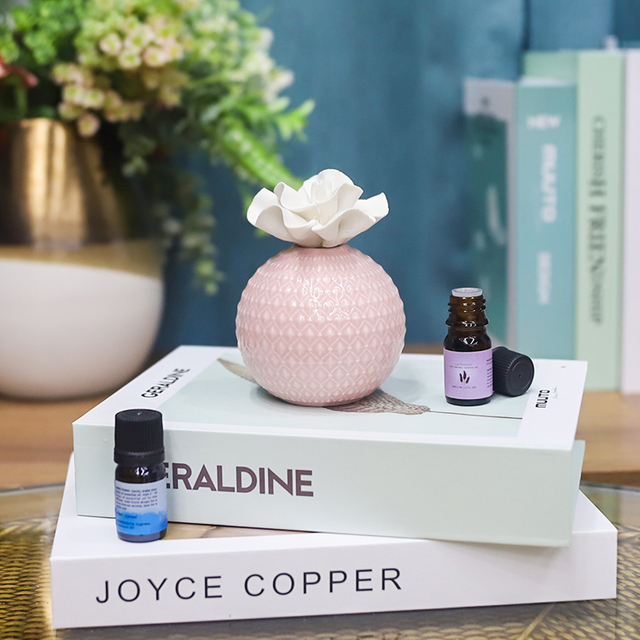 Handcrafted BPA Free Ceramic Aromatherapy Stone Essential Oil Diffuser Flower Shape Tabletop/Portable Fragrance 3 Months