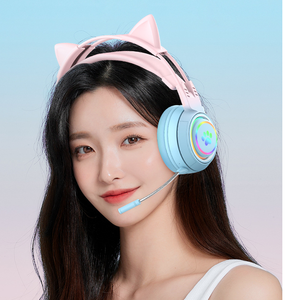 Vente chaude <span class=keywords><strong>Oreille</strong></span> de <span class=keywords><strong>Chat</strong></span> Led Lumineux Sans Fil bt Casque Sans Fil Mignon Casque de Jeu pour les Filles - Product Image 2