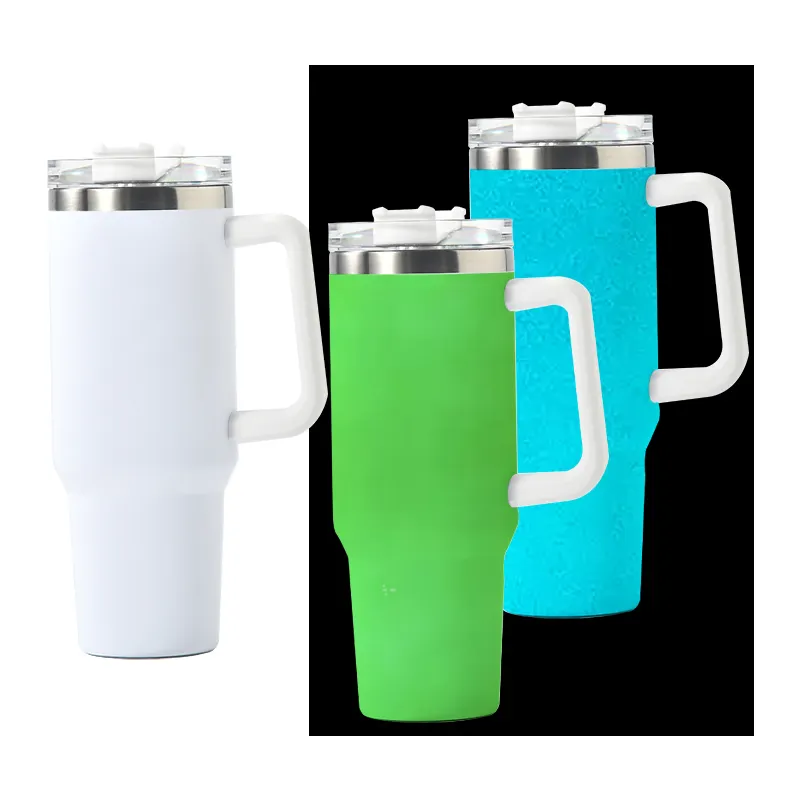 Usa Magazijn 40 Oz Sublimatie Gloed In Donkere Sublimatie Mokken Quencher Gloeien In De Donker Witte 40 Oz Tumbler