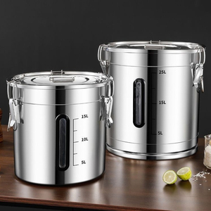 DSF76 Stainless Steel Food Storage Container 15L With Measurement <b>Window</b> And Clamp Lid Reusable For Kitchen Use - Product Image 3