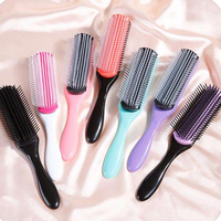 Brosse démêlante BLISSLIFE personnalisable avec logo, 9 rangées de dents de peigne, pour salon de coiffure, brosse à cheveux bouclés