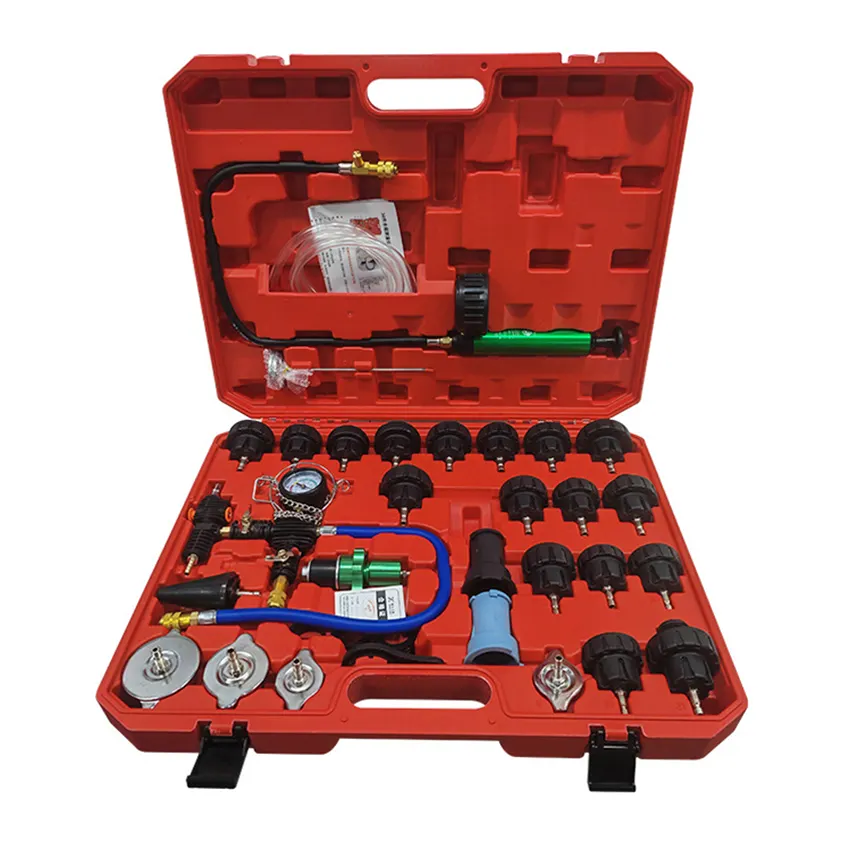 28PCS Auto Cooling System Pressure Tester and Coolant Refill Tool Kit, Automotive Radiator Leak Test Hand Pump & Pneumatic Vacu