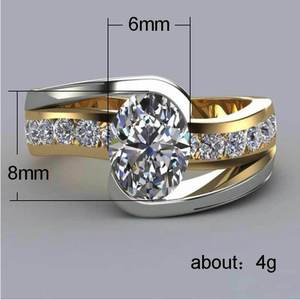 Anello da Donna Bicolore con Pietra Ovale, Gioiello di Tendenza per le Dita - Product Image 5