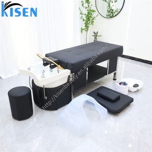 Kisen – Lit de lavage professionnel au design moderne pour salon, avec bac de massage et système de spa capillaire, prêt à être expédié - Product Image 3