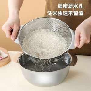 Stainless Steel Double Layer <b>Colander</b> <b>Strainer</b> With Bowl For Vegetables Kitchen Use - Product Image 4