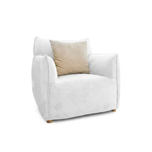 Fauteuil moderne en velours avec pieds en bois, dossier solide et rembourrage en éponge, chaise de salon contemporaine, mobilier de loisirs, siège d'appoint pour la maison - Product Image 1