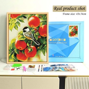 Kit de peinture diamantée Oiseau sur arbre à pommes, perceuse ronde, encadré, art mural DIY, thème animal classique, décoration rectangulaire - Product Image 2