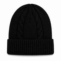 Bonnet en tricot torsadé à revers avec broderie 3D, épais, pour l'hiver, personnalisable avec logo, faible MOQ, vente en gros