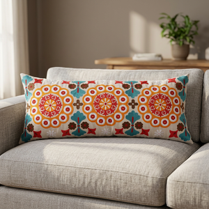 ปลอกหมอนลายดอกไม้สไตล์ suzani ดีไซน์ยาวสำหรับตกแต่งบ้านและโรงพยาบาล - Product Image 3