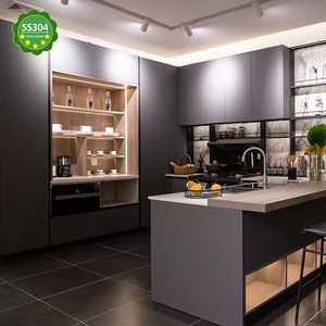 Armario personalizado de acero inoxidable en forma de <span class=keywords><strong>L</strong></span>, armario de cocina, aparador doméstico duradero y resistente, armario integrado, área de cocina - Product Image 2