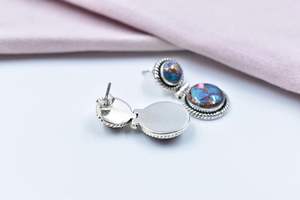 Pendientes de Plata de Ley con Dalia Rosa y Turquesa de Primera Calidad para Mujer, Joyería con Piedras Preciosas, Regalo - Product Image 2