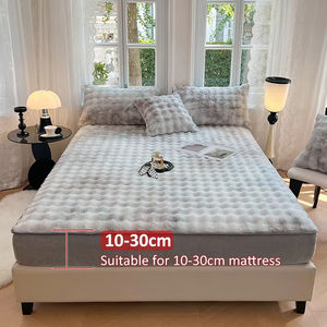 Colcha acolchada cálida de terciopelo de felpa, colchón de cuna de franela, Sábana bajera ajustable de pelo de visón, alfombrilla de protección de terciopelo de leche gruesa para el hogar - Product Image 3