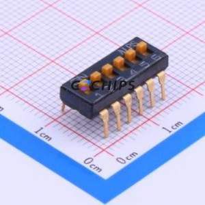 SSGM160100 DIP Switch Through hole Component (THT) Switch Flat Toggle, Raised Type Single Pole Single Throw 6 2.54mm - Product Image 1