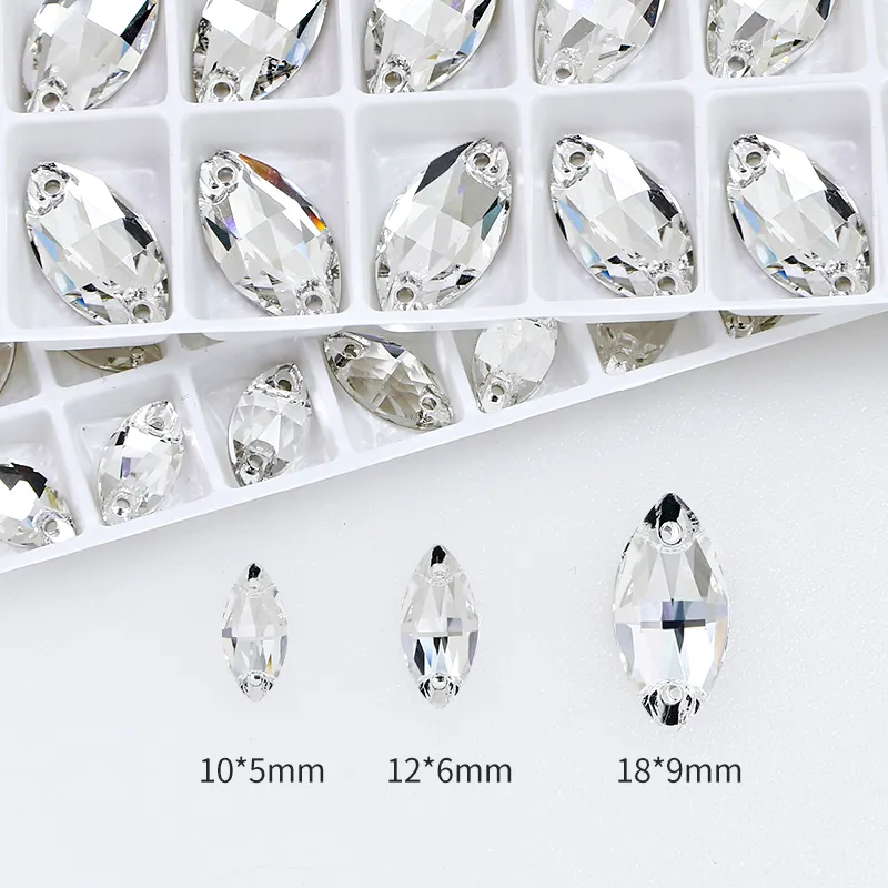Dongzhou perline di cristallo sciolte in pietra con strass a forma di navette senza piombo per accessori fai da te