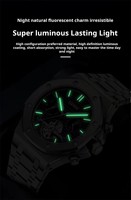 Montre mécanique automatique pour homme KINYUED, bracelet en acier inoxydable, résistante à l'eau 3BAR, affichage lumineux, luxe, mode