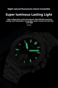 Montre mécanique automatique pour homme KINYUED, bracelet en acier inoxydable, résistante à l'eau 3BAR, affichage lumineux, luxe, mode - Product Image 5