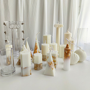 A084 DIY Food Grade Plastic 3D Candle Pillar Mould Cylinder Rib Acrylic Candle Mold For Candle Making