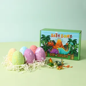 Conjunto de presente infantil de bolha orgânica vegan, conjunto de presente para crianças com 6 peças de bombas de banho, dinossauro e bolhas