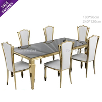 Chaise à dossier en O en acier inoxydable doré, ensemble table et chaises de luxe pour mariage et événements – Offre Spéciale