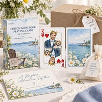 Livre d'or de mariage personnalisé en cartes de jeu recyclables et écologiques, portrait de couple aquarelle personnalisé, 5787mm, 300gsm couché