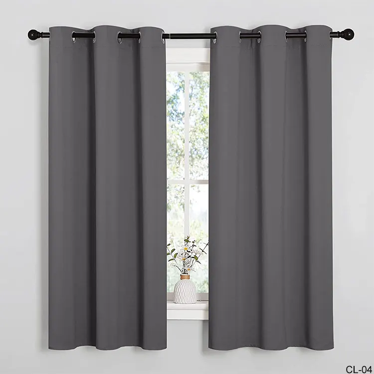 Pitch Black Solid Thermal Insulated Grommet Foil Blackout Drapes Window Curtains for Bedroom Living Room