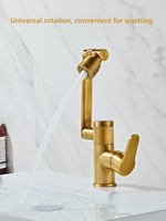 Robinet de lavabo numérique en céramique, style antique, à poignée unique, à poser sur le comptoir, eau chaude et froide, bras mécanique universel rotatif, rétro