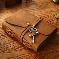 Carnet de voyage vintage rétro en cuir véritable de vachette avec couverture en papier kraft, fait main, 150 feuilles, NAG41, cadeau, vente en gros