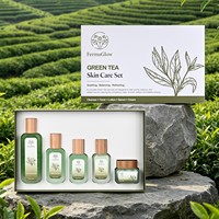 Ensemble de soins de la peau au thé vert fermenté EGCG, anti-acné, anti-rougeurs, apaisant, à l'acide salicylique, resserre les pores, contrôle du sébum