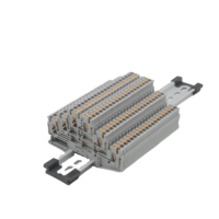 Borniers de connexion à ressort en laiton et plastique pour rail DIN, traversants, 24A, 800V, PA66, PT-2.5