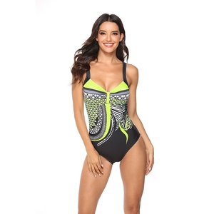 Costume da bagno intero a triangolo in chiffon stampato retrò con spalline e schiena scoperta per donna, 8 colori, prodotto dal produttore - Product Image 3