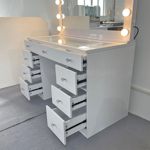 La table de vanité blanche à haute brillance de mode a mené la <span class=keywords><strong>commode</strong></span> légère de miroir avec des tiroirs de stockage - Product Image 3