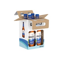 Caja de Cartón Corrugado Ecológica Personalizada para 6 Botellas de Cerveza con Asas de Transporte