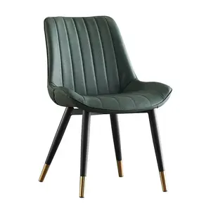 Silla de comedor de cuero PU sin brazos silla desmontable tapizada verde militar europea vintage al por mayor para muebles del hogar
