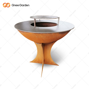 Barbecue rustique à bois effet rouille Grand barbecue extérieur en acier corten - Product Image 2