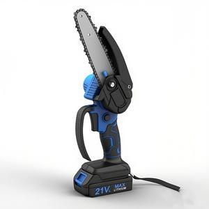 Tronçonneuse électrique bleue 21V 4 en 1 avec moteur à balais, batterie lithium rechargeable pour l'élagage et la coupe du bois - Product Image 1