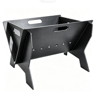 Brasero de camping portable et pliable en acier inoxydable, foyer à bois détachable avec grille de barbecue pour camping-car et fêtes en plein air