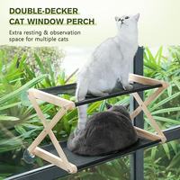 Vente en gros, lit pour chat suspendu en bois à double couche personnalisable avec ventouse, hamac rectangulaire moderne, lits respirants pour chat avec fenêtre