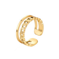 Bague vintage personnalisée hypoallergénique en acier inoxydable inaltérable plaqué or 14k 18k double couche pour femme