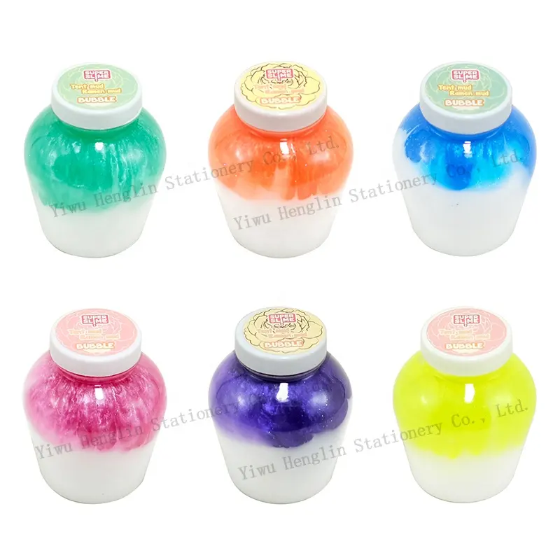 Hete Verkoop 6 Kleuren Glitter Galaxy Charme Slijm Kit Kids Diy Blow Bubble Stopverf Slijm Speelgoed Niet-Giftig Stress Verlichting Slijm