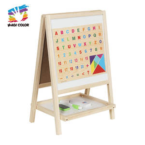 木製両面イーゼルボード調整可能磁気描画 & 書き込みボードSTEMパズル付き折りたたみデザインW12B315 - Product Image 3