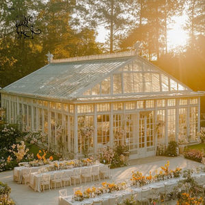 Gazebo d'extérieur en fer forgé de style victorien classique personnalisé pour mariage Pavillon de salle de soleil en verre Maison verte en métal en acier - Product Image 4