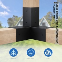 Support d'angle de pergola robuste et haute capacité, noir, thermolaqué, fabrication en tôle durable, produit résistant aux intempéries
