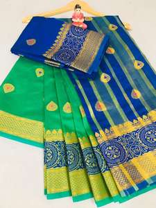 Sari de seda Kanjivaram de aspecto más hermoso con pieza de blusa Las mujeres indias usan Sari Precio bajo barato Venta al por mayor Ropa Surat - Product Image 5