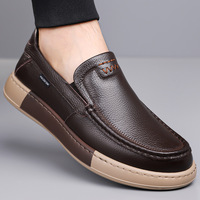 Chaussures de conduite décontractées pour hommes en cuir véritable respirant à semelle souple, style mocassin, pour le dropshipping