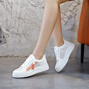 Zapatillas Deportivas Blancas con Plataforma y Cordones, Puntera Transpirable, Entresuela de EVA, Suela de Goma, para Todas las Temporadas, Diseño Degradado - Product Image 3