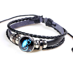 Pulsera de constelación de cielo estrellado, pulsera de cuero con cuentas que brilla en la oscuridad, hebilla de cristal fluorescente, regalo de joyería unisex - Product Image 5