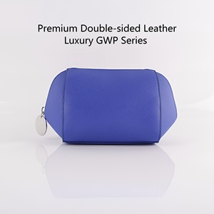 Pochette <span class=keywords><strong>de</strong></span> maquillage portable <span class=keywords><strong>de</strong></span> luxe en cuir PU double face avec fermeture éclair, logo personnalisé, mini format en forme <span class=keywords><strong>de</strong></span> coquille, emballage cadeau, promotionnel GWP beauté - Product Image 1
