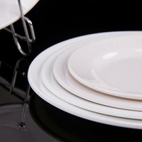 Assiette ronde en mélamine blanche, plat de service peu profond pour buffet, steak, fruits, collations, pique-nique, usage hôtelier